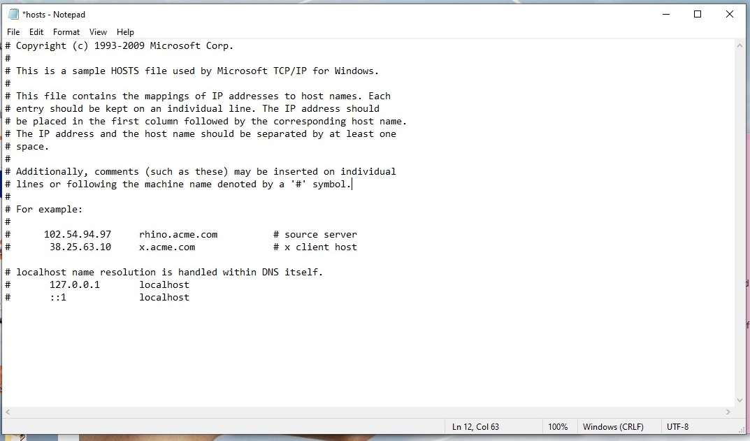 Host file Before code